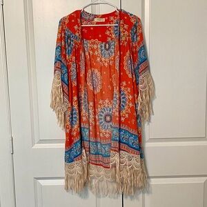 Umgee Printed Fringe Kimono